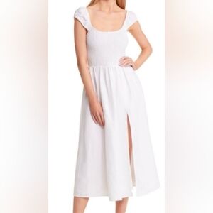 Reformation White Tavi Smocked Drees L